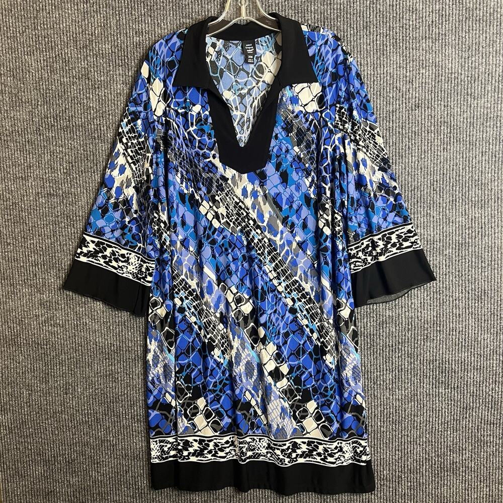 Saint Tropez West Womens Printed Shift Dress Plus Size 20W Multi Color Stretch